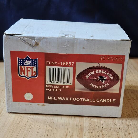 New England Patriots NFL Wax Football Shape Candle new with box wear - Picture 5 of 5